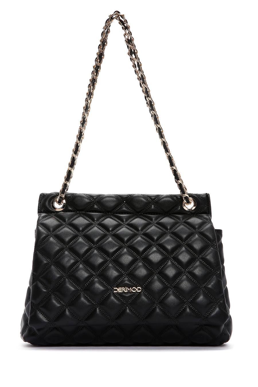 Women's Black Long Strap Quilted Shoulder Bag