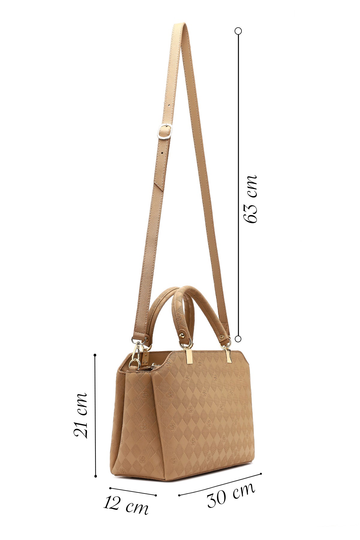 Kadın Kahverengi Uzun Askılı Baskılı Kol Çantası