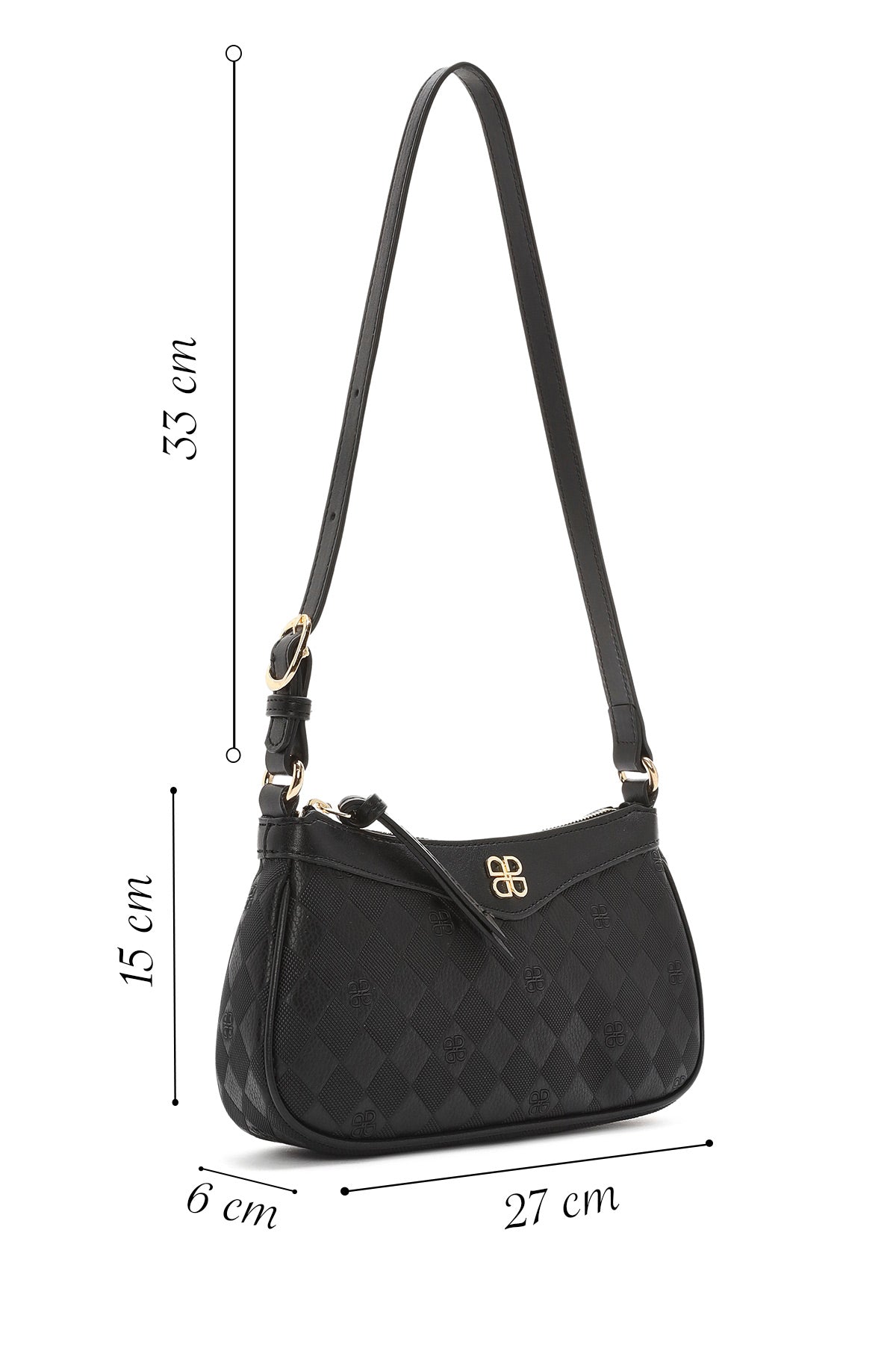 Kadın Siyah Baskılı Çapraz Çanta