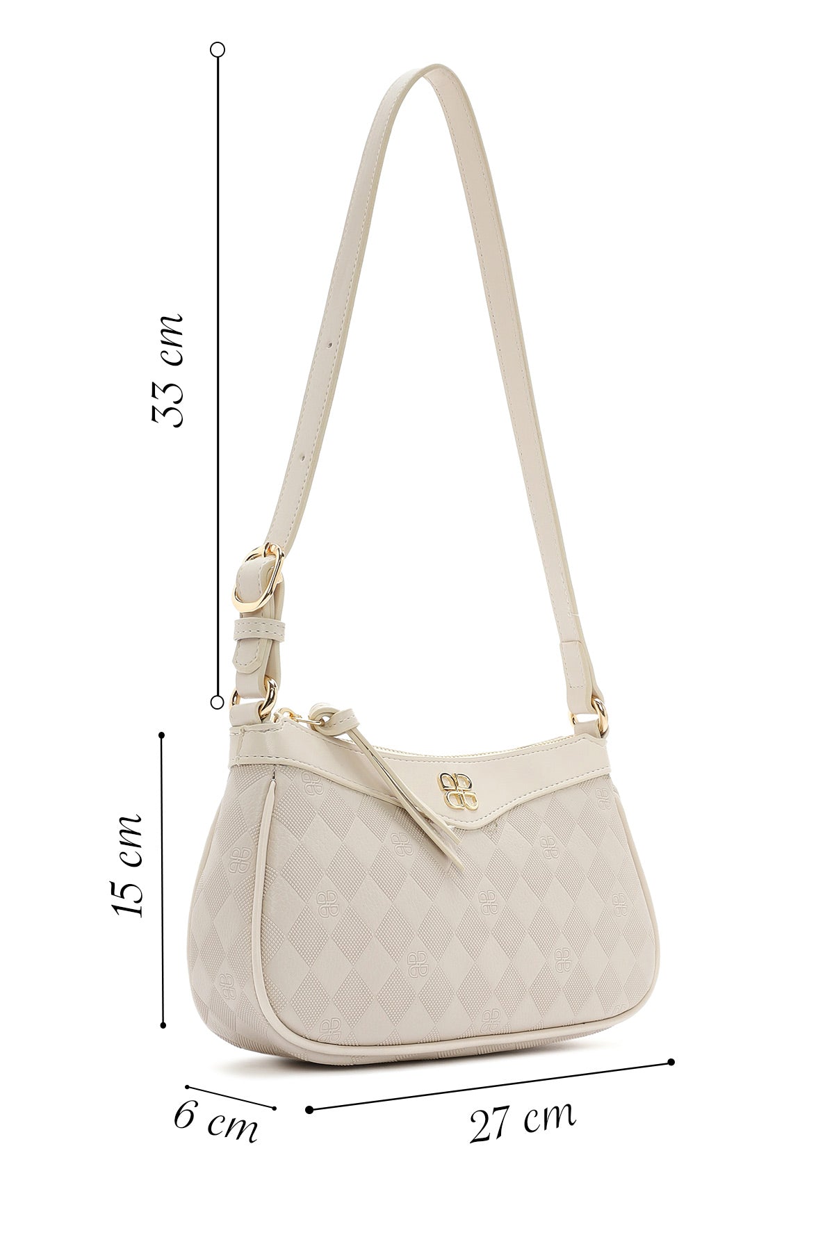 Kadın Krem Baskılı Çapraz Çanta