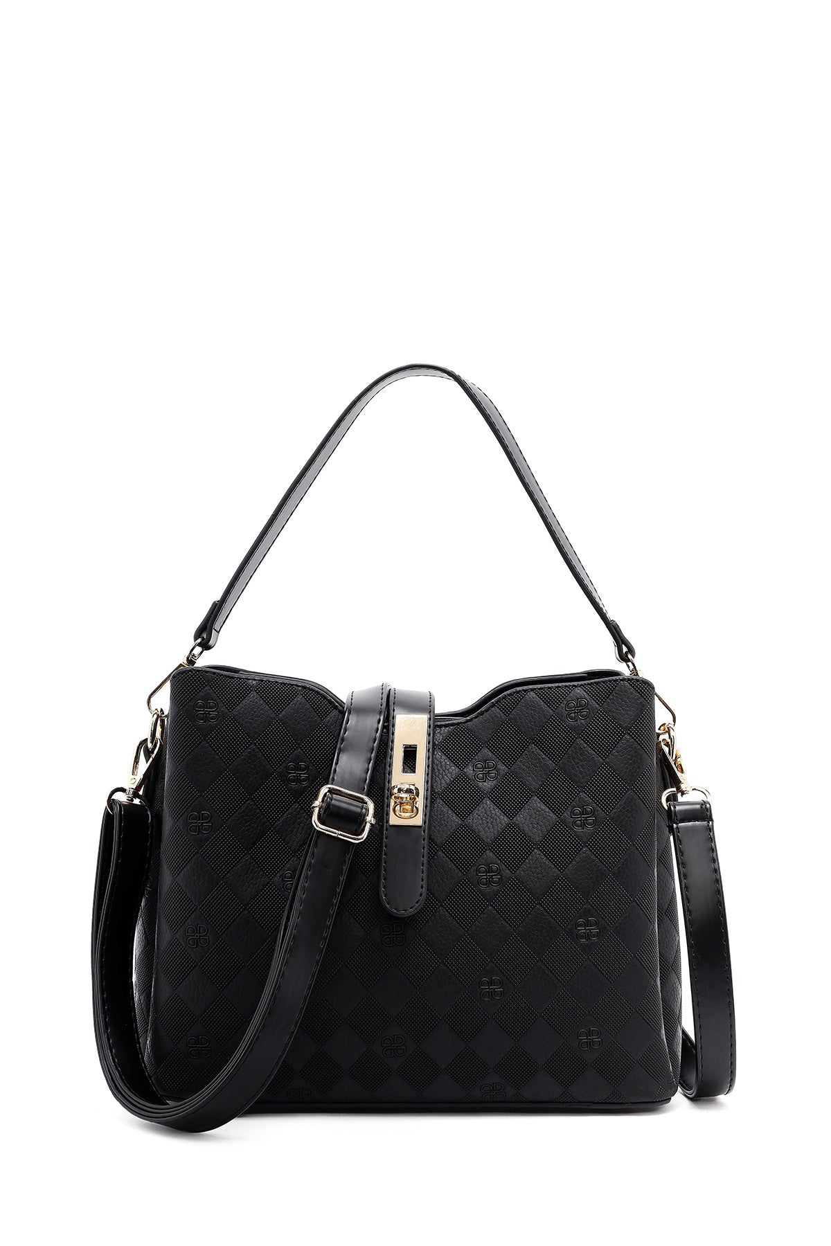 Women's Black Long Strap Printed Classic Shoulder Bag 25SBD202826 | Derimod