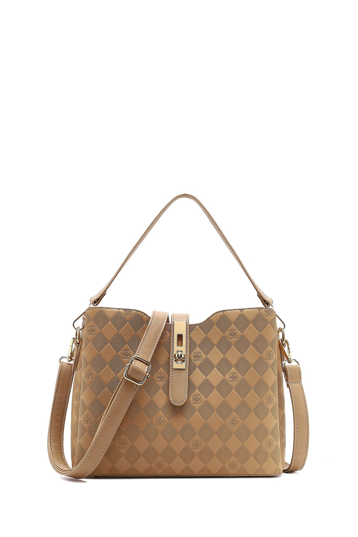 Kadın Taba Uzun Askılı Baskılı Klasik Kol Çantası