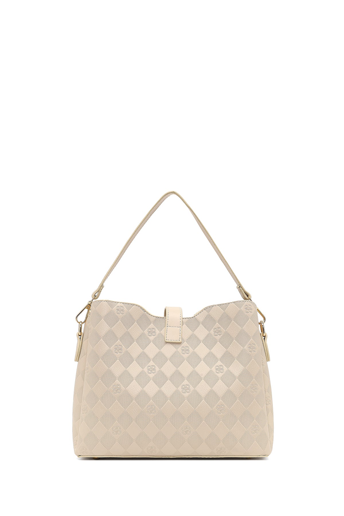 Kadın Krem Uzun Askılı Baskılı Klasik Kol Çantası