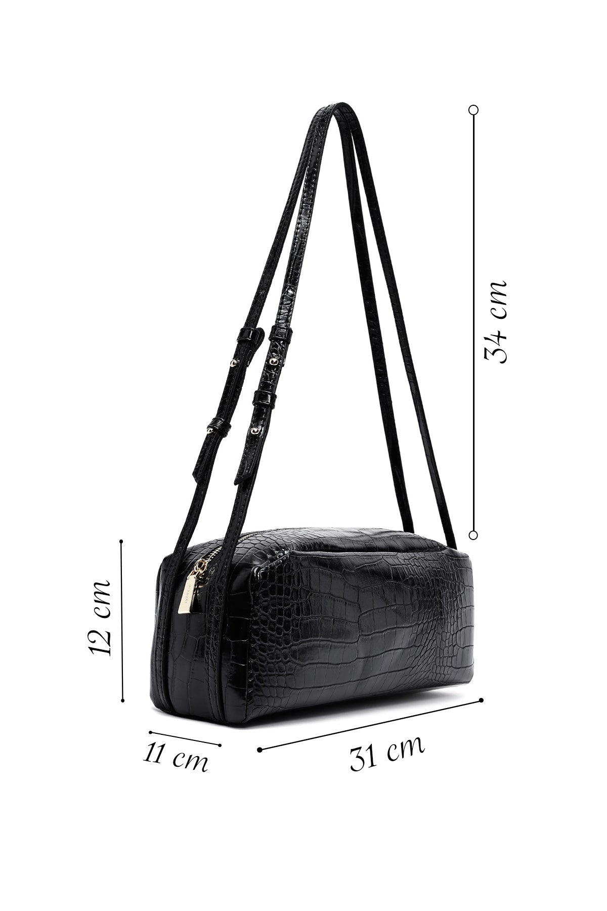 Kadın Siyah Kroko Desenli Omuz Çantası