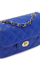 Kadın Mavi Uzun Askılı Kapitone Mini Çapraz Çanta | Derimod