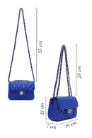 Kadın Mavi Uzun Askılı Kapitone Mini Çapraz Çanta | Derimod