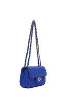 Kadın Mavi Uzun Askılı Kapitone Mini Çapraz Çanta | Derimod