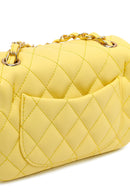 Kadın Sarı Uzun Askılı Kapitone Mini Çapraz Çanta | Derimod