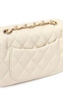 Women's Cream Long Strapped Quilted Mini Crossbody Bag | Derimod
