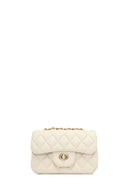 Women's Cream Long Strapped Quilted Mini Crossbody Bag | Derimod