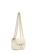 Women's Cream Long Strapped Quilted Mini Crossbody Bag | Derimod