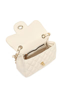 Women's Cream Long Strapped Quilted Mini Crossbody Bag | Derimod