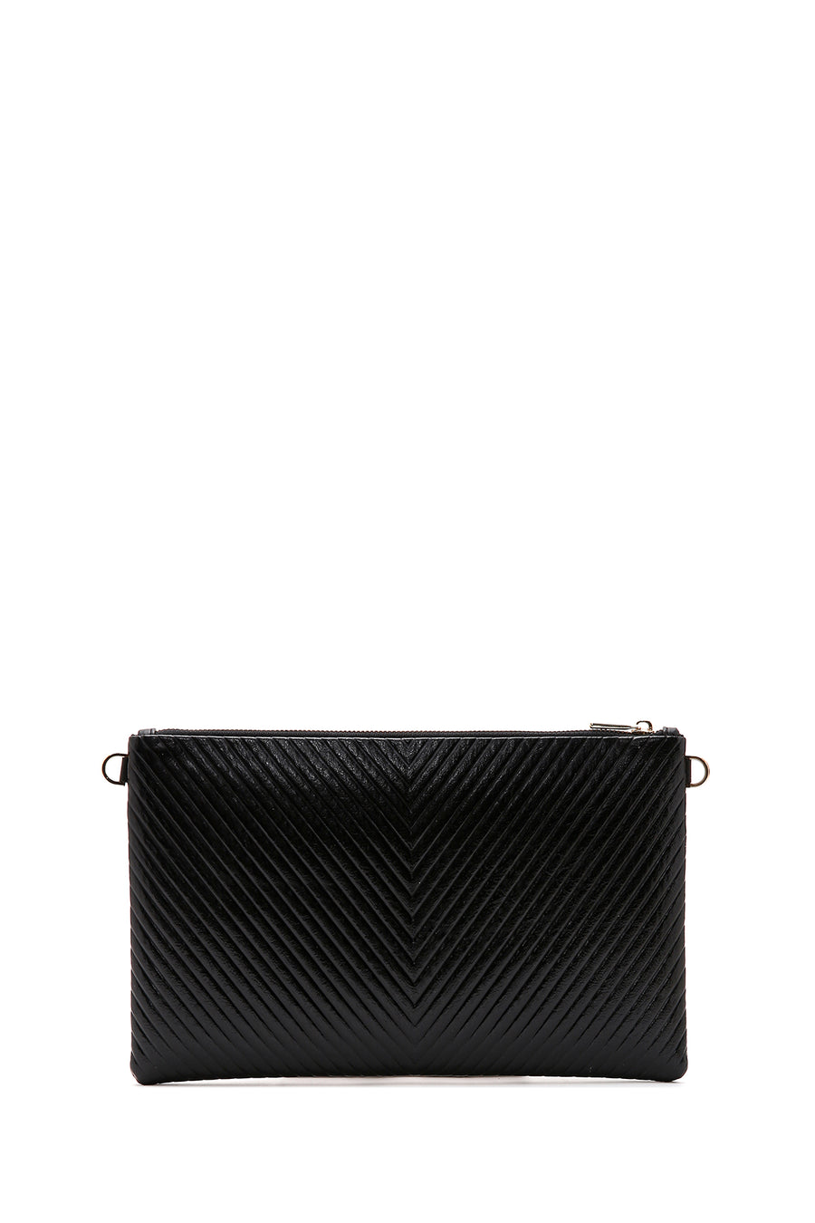 Women's Black Long Chain Strap Metallic Clutch Bag