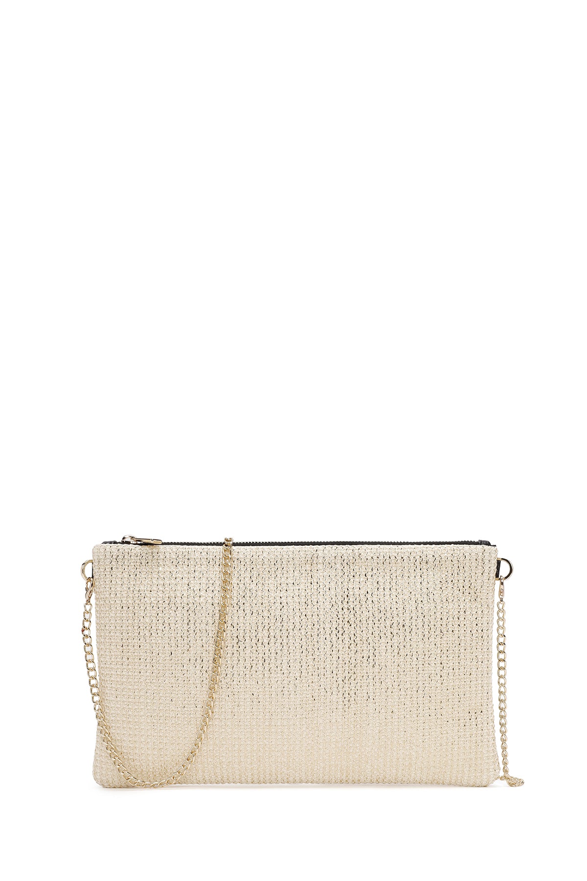 Women's Gold Long Chain Strap Straw Clutch Bag 25SBD2205M7 | Derimod