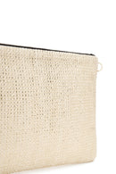 Women's Gold Long Chain Strap Straw Clutch Bag | Derimod