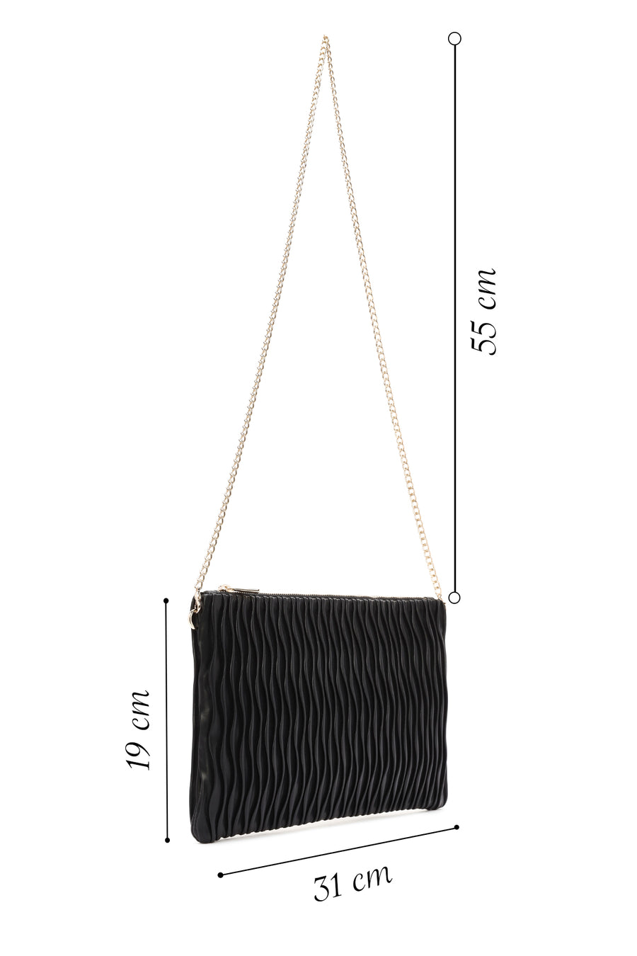 Women's Black Long Strap Printed Clutch Bag