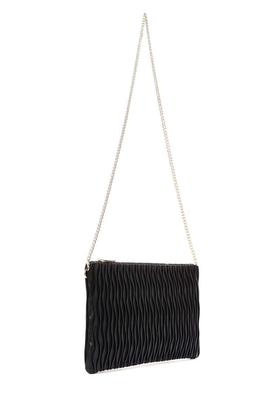 Women's Black Long Strap Printed Clutch Bag