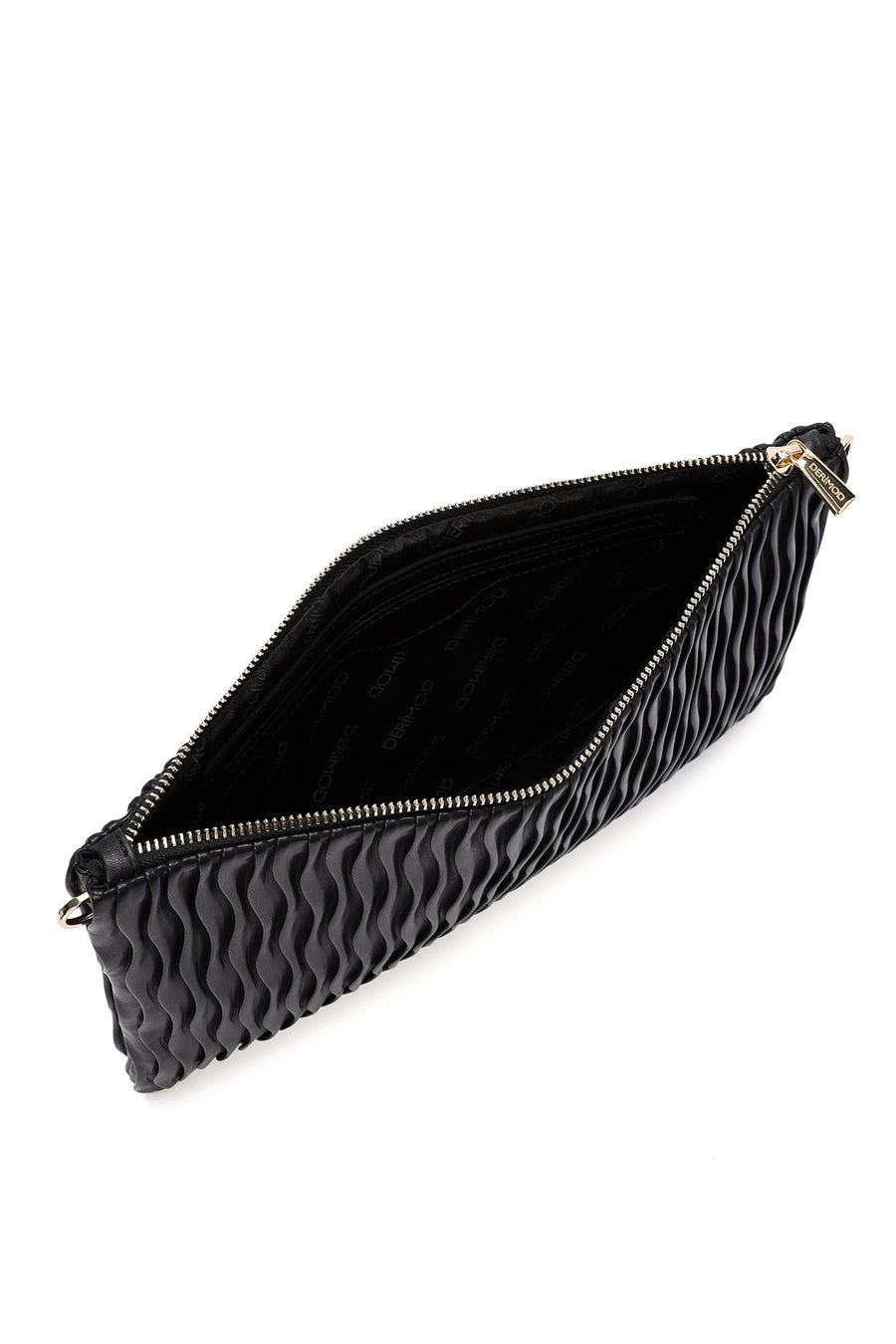 Women's Black Long Strap Printed Clutch Bag