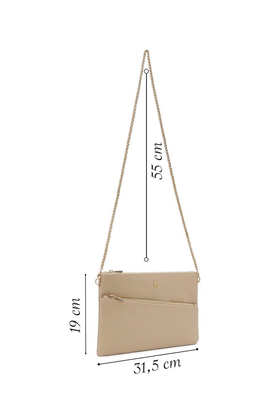 Women's Beige Long Chain Strap Clutch Bag