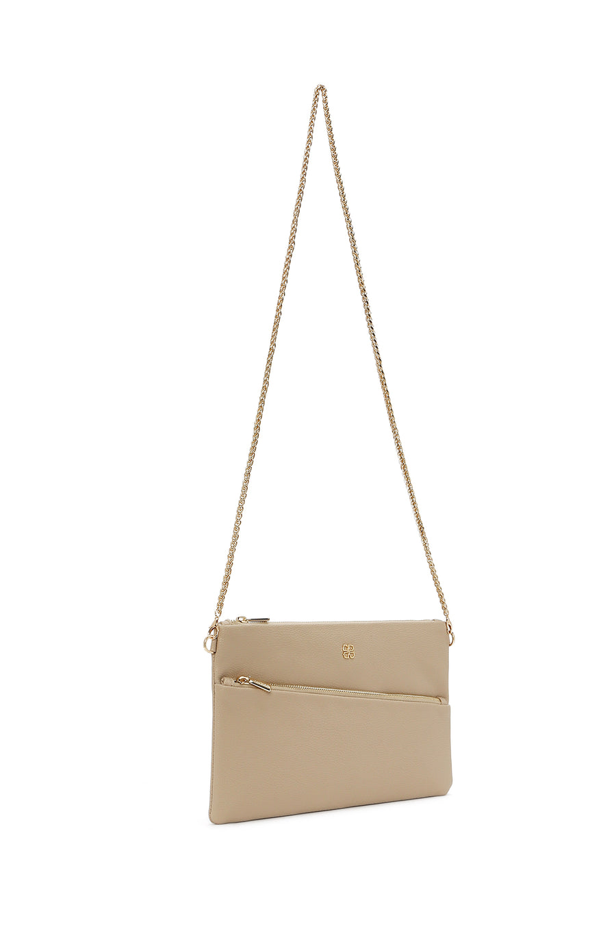 Women's Beige Long Chain Strap Clutch Bag