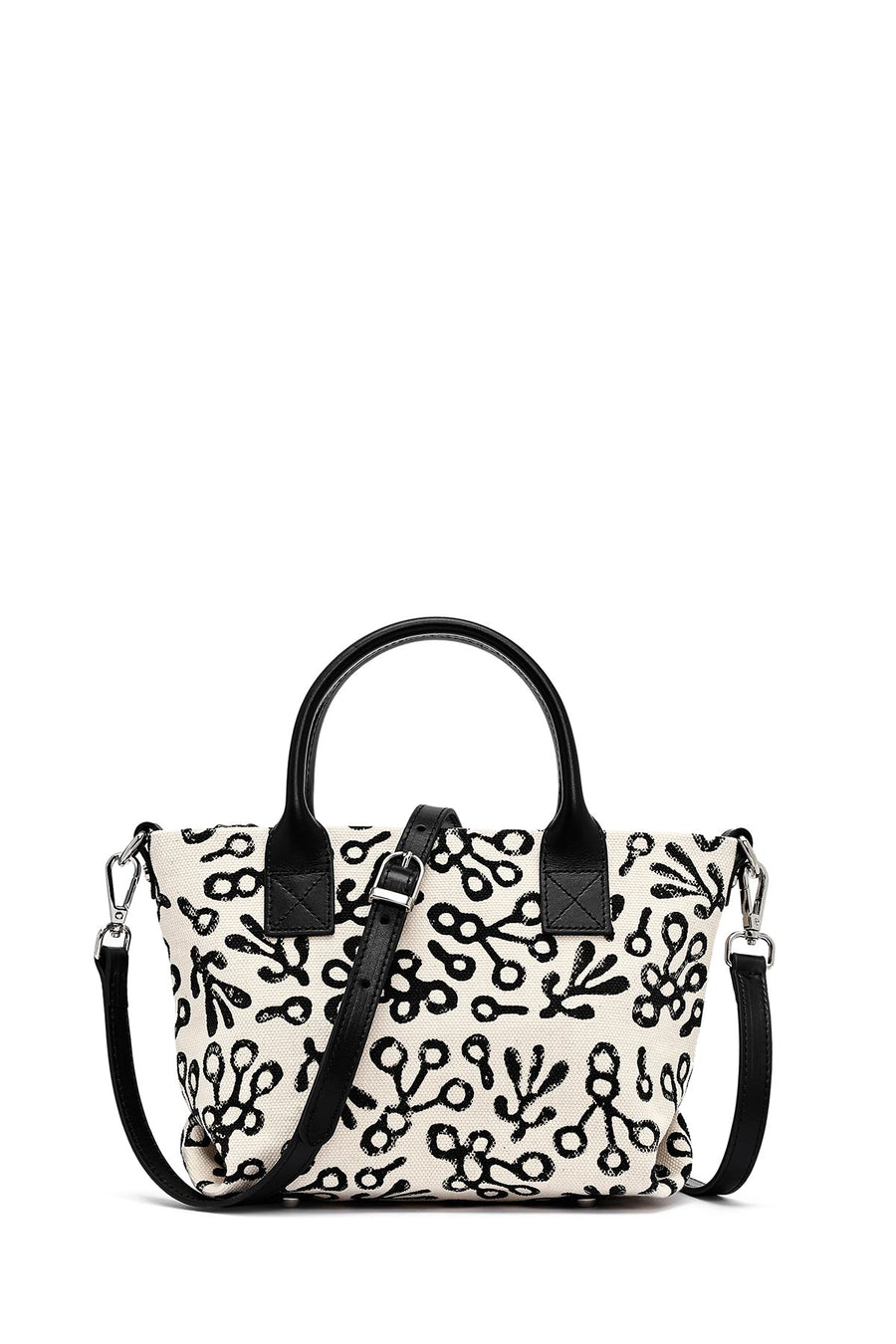 Kastamonu Stone Print Women's Black Long Strap Patterned Fabric Mini Handbag 25SBD22506F | Derimod
