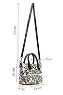 Kastamonu Stone Print Women's Black Long Strap Patterned Fabric Mini Handbag | Derimod