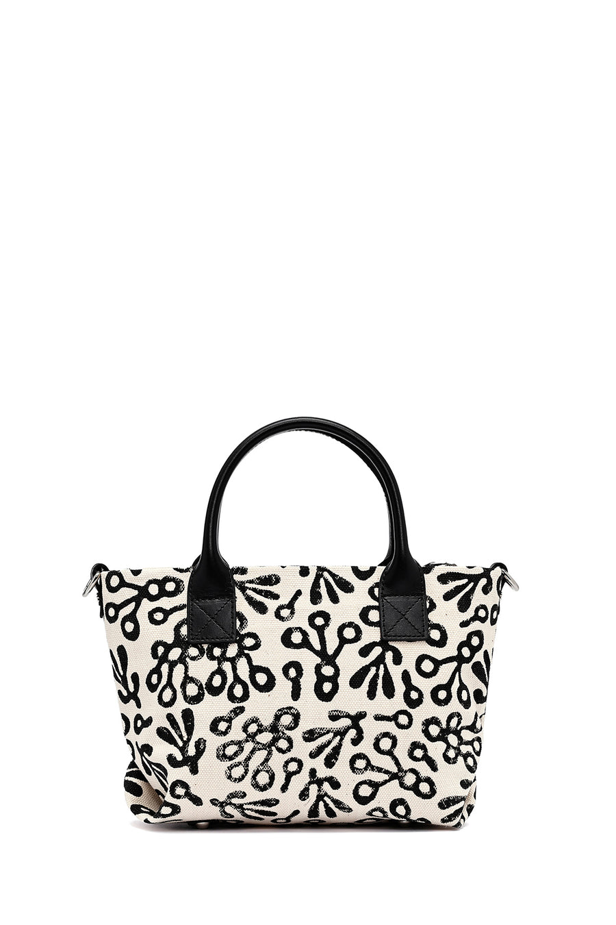 Kastamonu Stone Print Women's Black Long Strap Patterned Fabric Mini Handbag