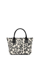Kastamonu Stone Print Women's Black Long Strap Patterned Fabric Mini Handbag | Derimod