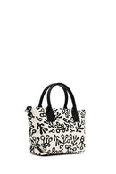 Kastamonu Stone Print Women's Black Long Strap Patterned Fabric Mini Handbag | Derimod