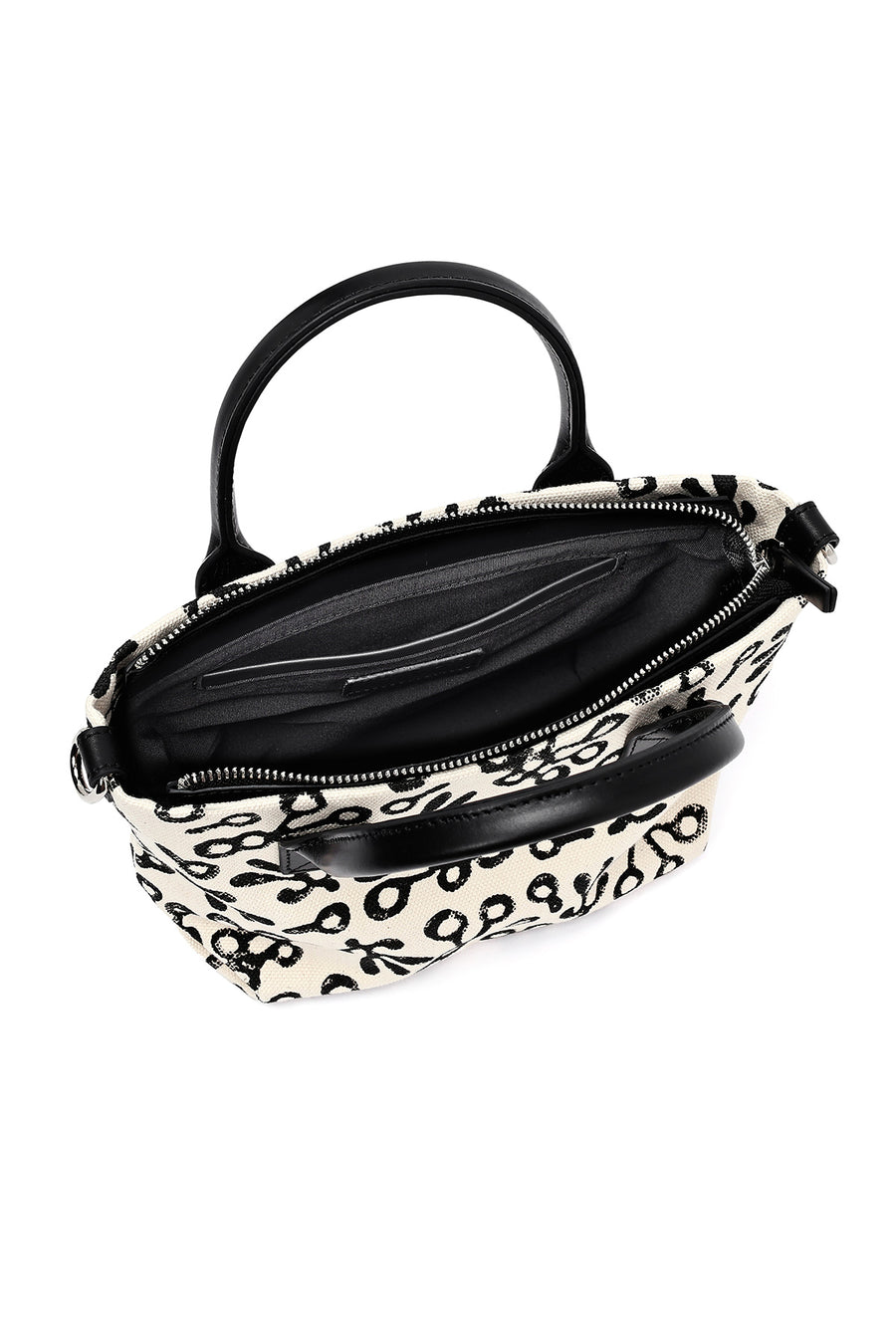 Kastamonu Stone Print Women's Black Long Strap Patterned Fabric Mini Handbag