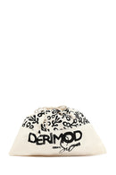 Kastamonu Stone Print Women's Black Long Strap Patterned Fabric Mini Handbag | Derimod