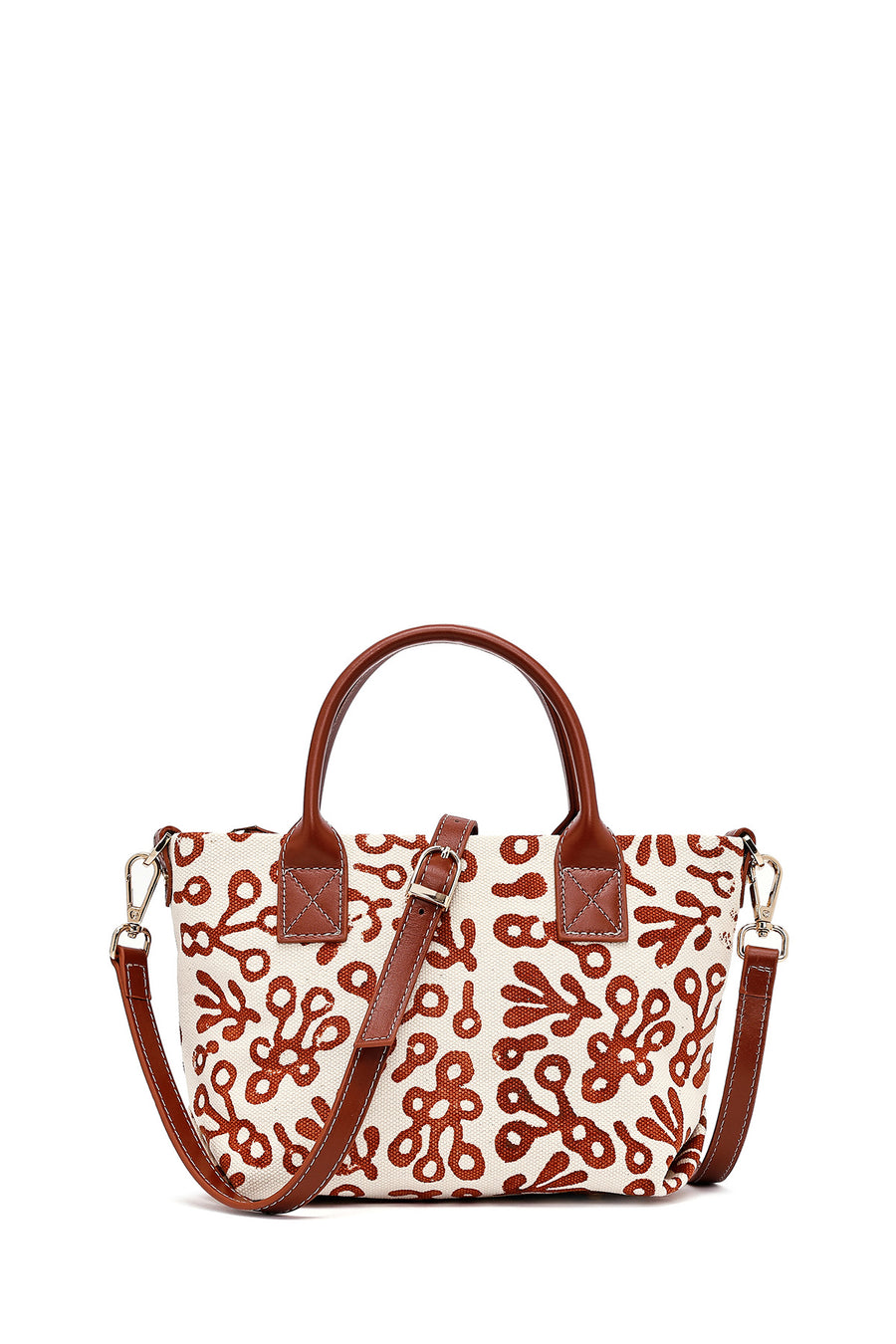 Kastamonu Stone Print Women's Brown Long Strap Patterned Fabric Mini Handbag 25SBD22506F | Derimod