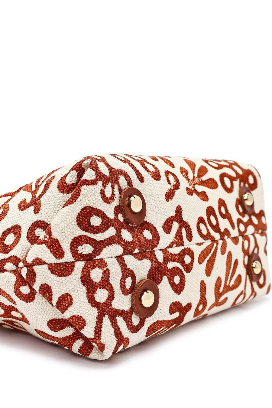 Kastamonu Stone Print Women's Brown Long Strap Patterned Fabric Mini Handbag