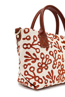 Kastamonu Stone Print Women's Brown Long Strap Patterned Fabric Mini Handbag | Derimod