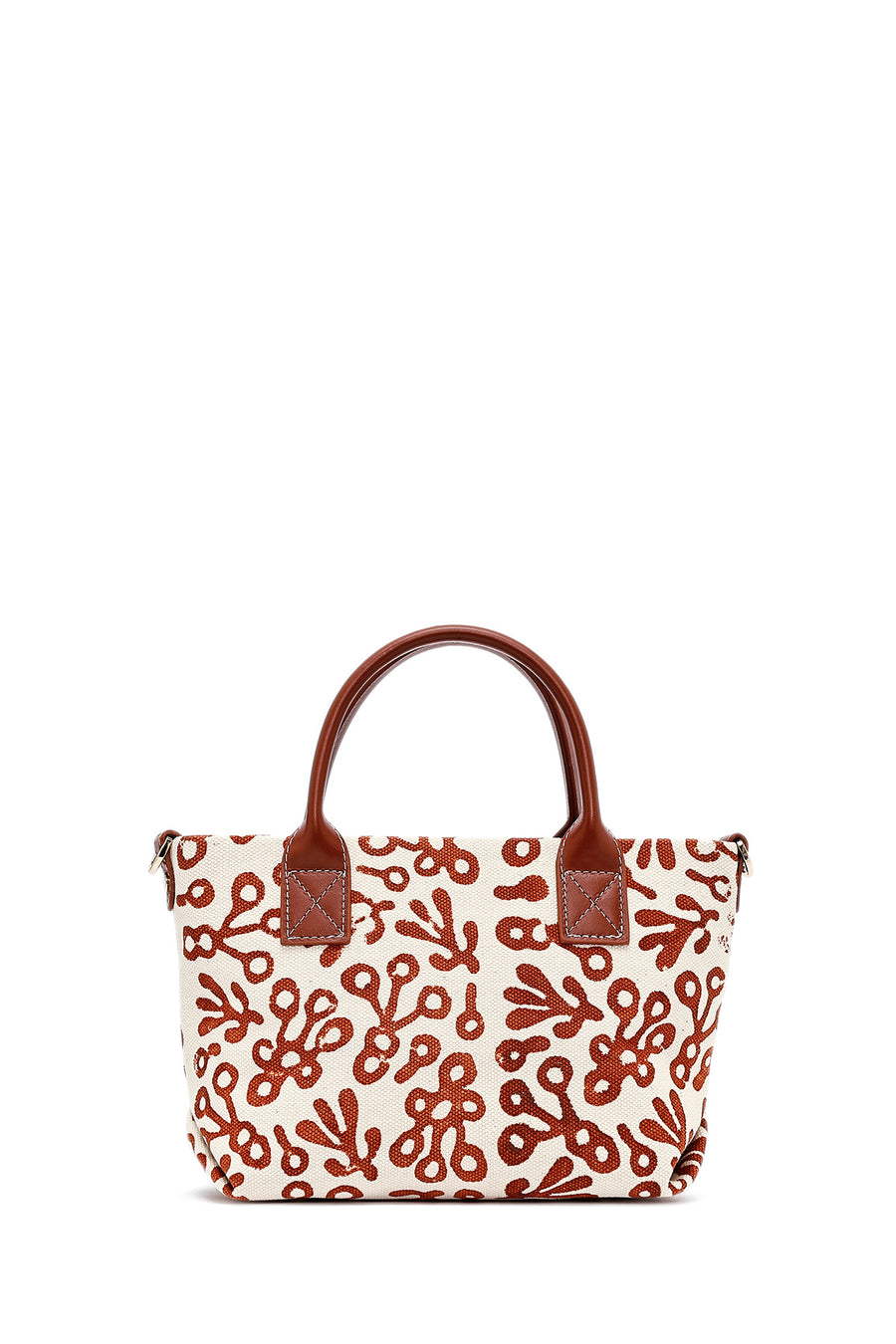 Kastamonu Stone Print Women's Brown Long Strap Patterned Fabric Mini Handbag