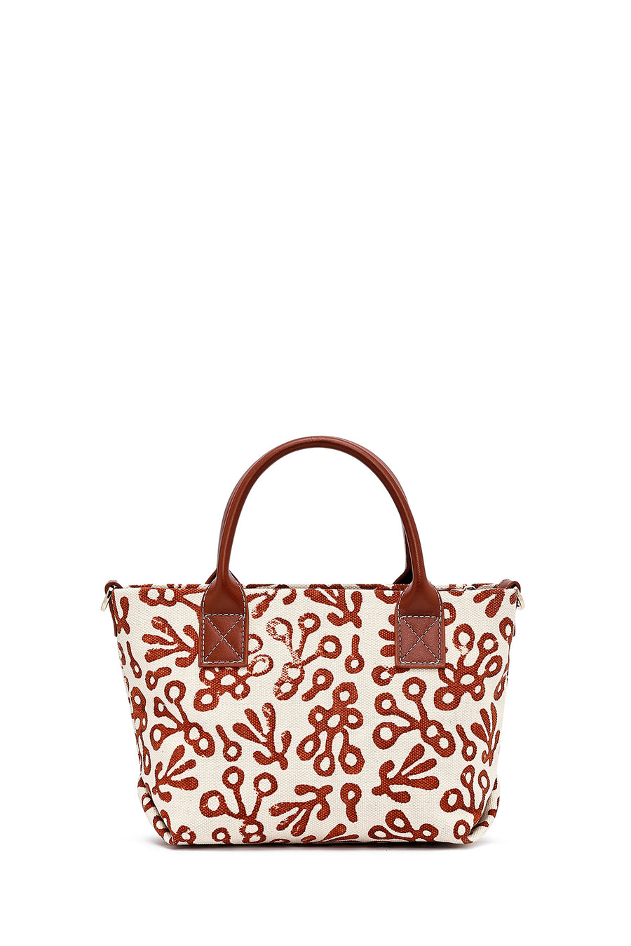 Kastamonu Stone Print Women's Brown Long Strap Patterned Fabric Mini Handbag
