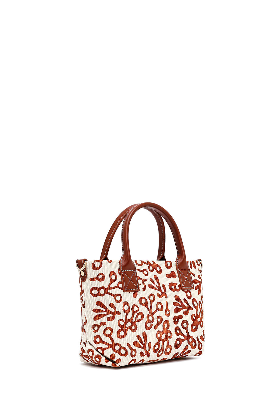 Kastamonu Stone Print Women's Brown Long Strap Patterned Fabric Mini Handbag