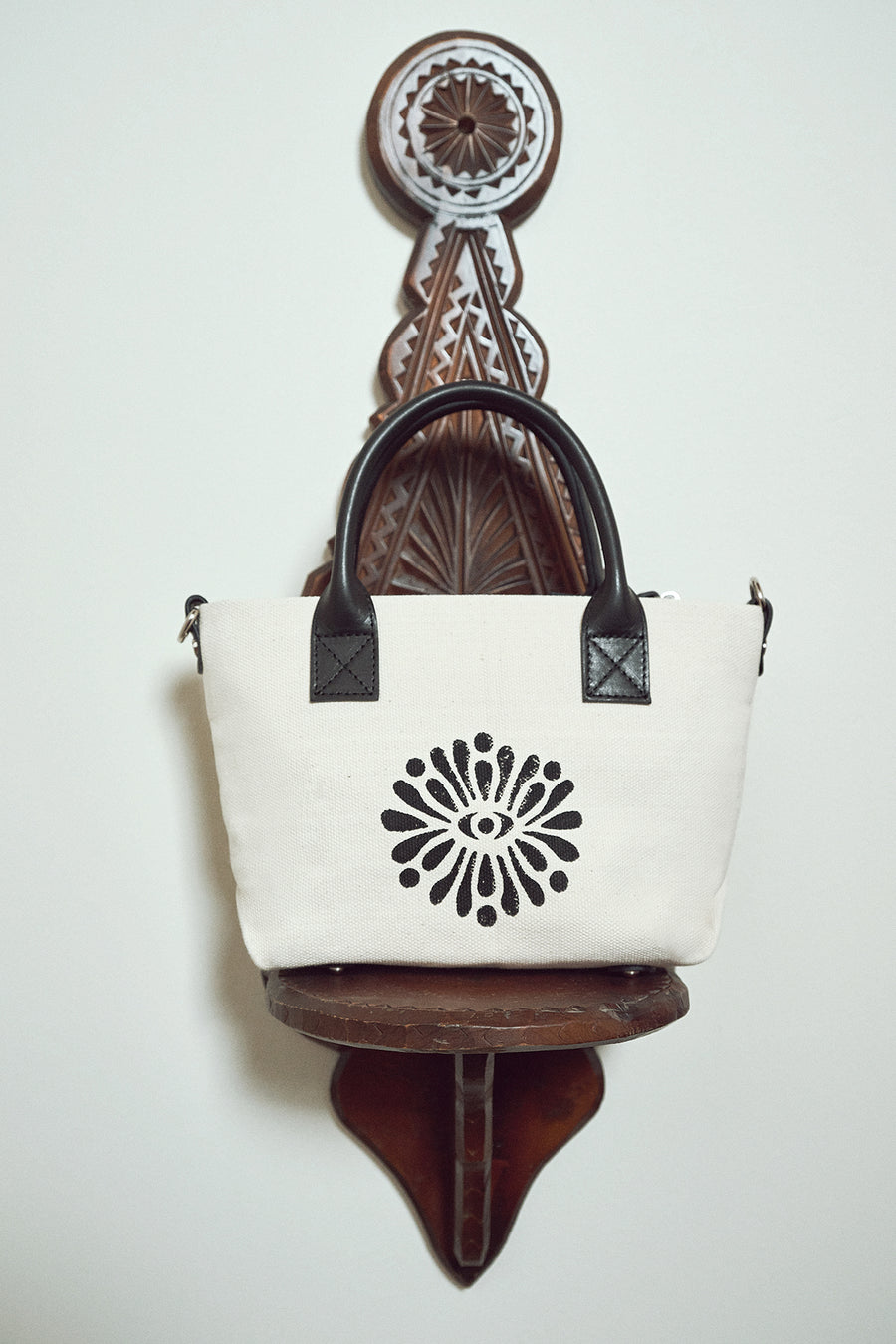 Kastamonu Stone Print Women's Black Long Strap Patterned Mini Handbag