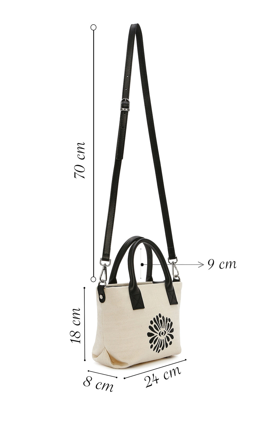 Kastamonu Stone Print Women's Black Long Strap Patterned Mini Handbag
