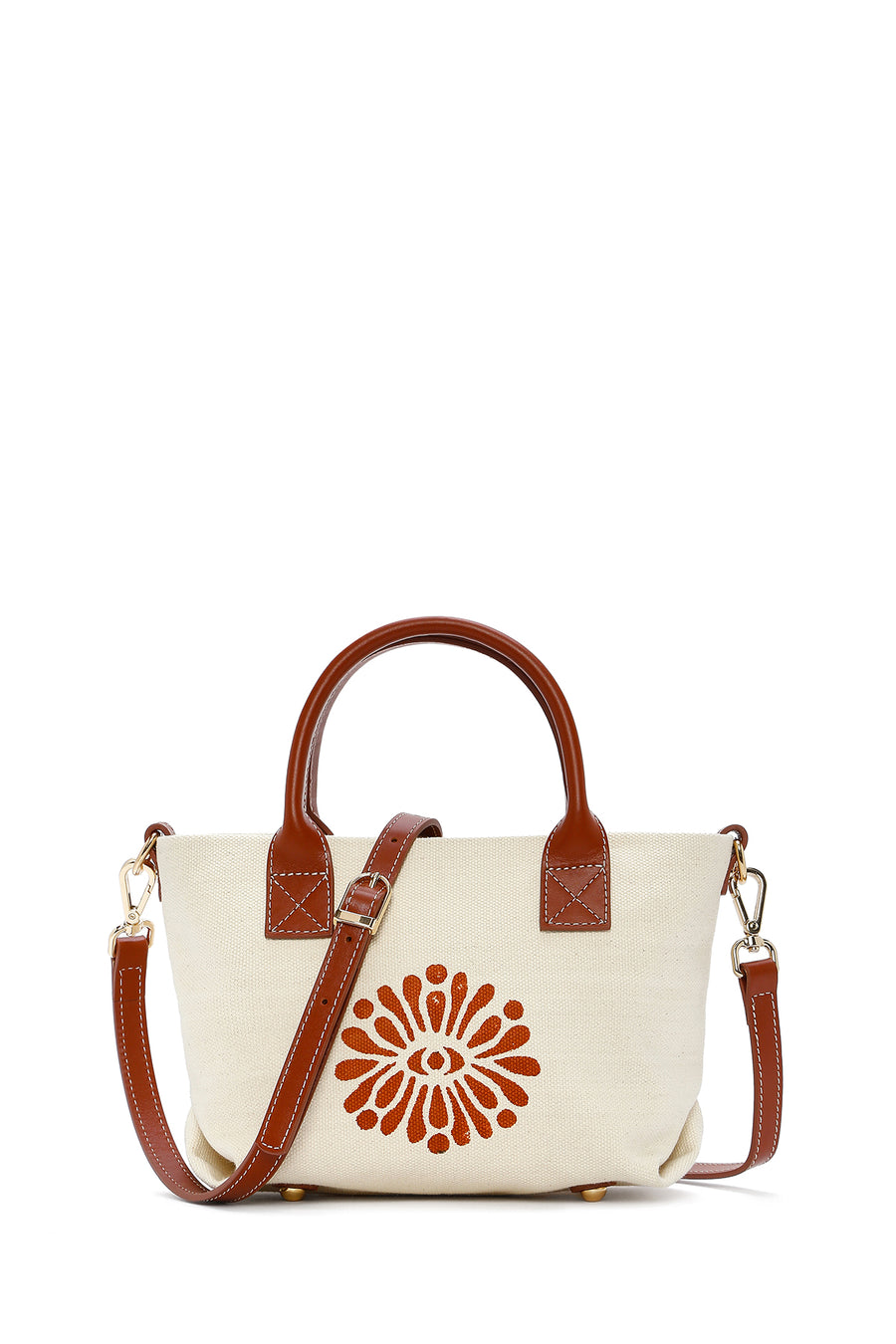Kastamonu Stone Print Women's Brown Long Strap Patterned Mini Handbag