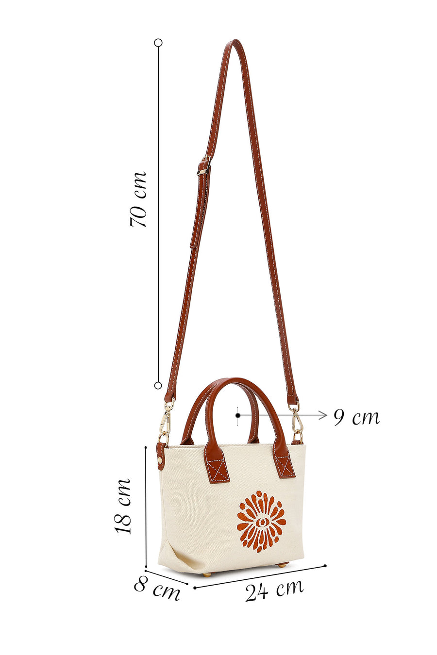 Kastamonu Stone Print Women's Brown Long Strap Patterned Mini Handbag