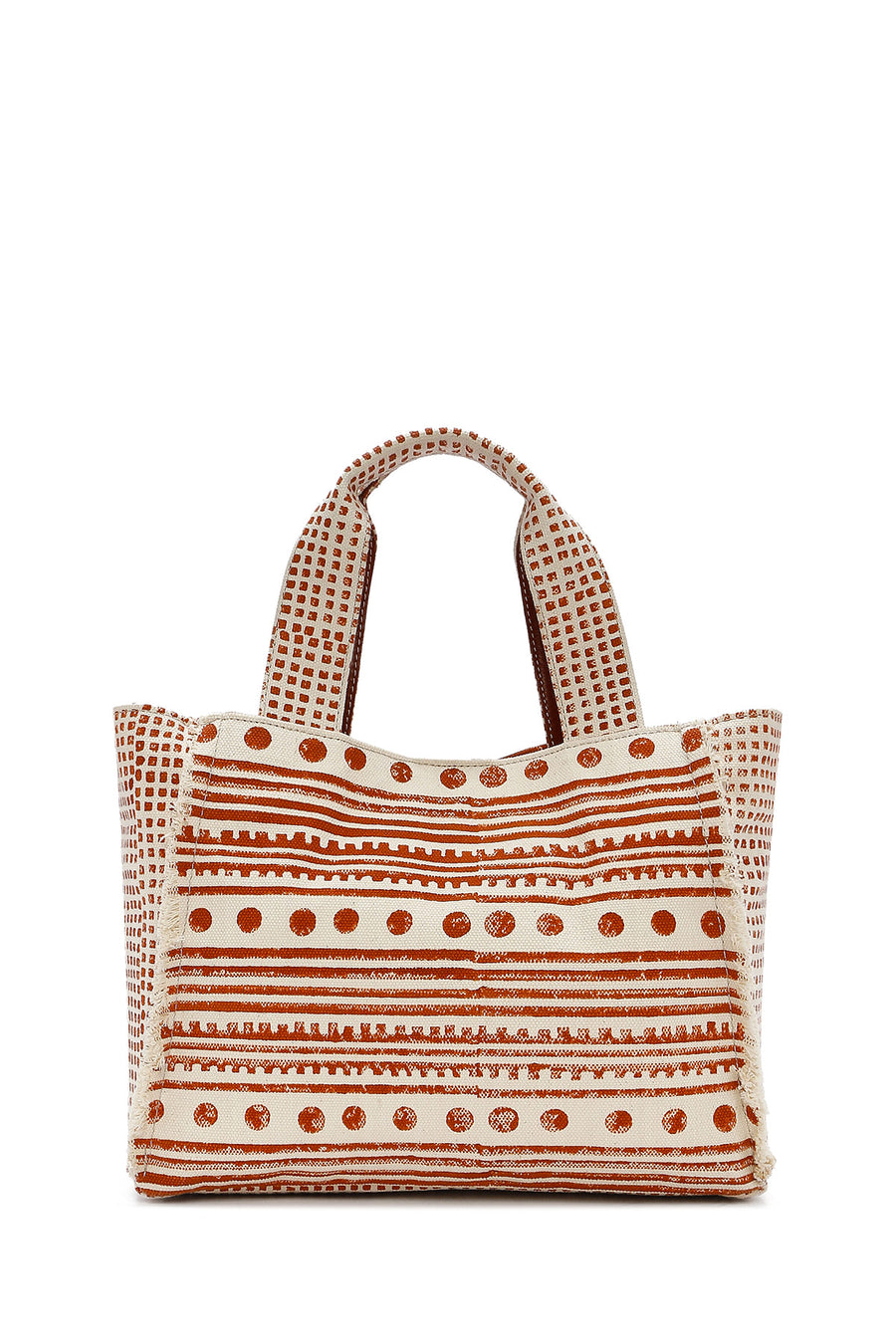 Kastamonu Stone Print Women's Brown Long Strap Patterned Handbag