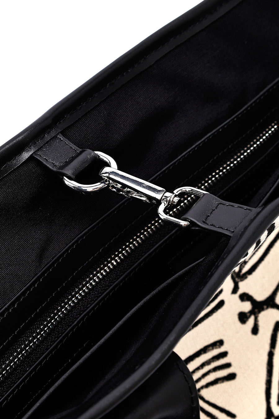 Kastamonu Stone Print Women's Black Long Strap Patterned Fabric Shoulder Bag