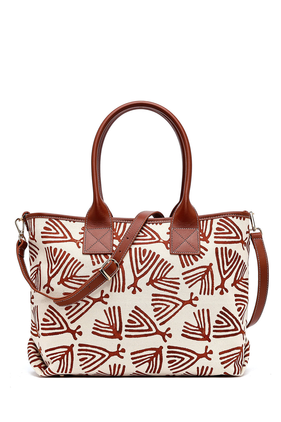 Kastamonu Stone Print Women's Tan Long Strap Patterned Fabric Shoulder Bag 25SBD22536F | Derimod