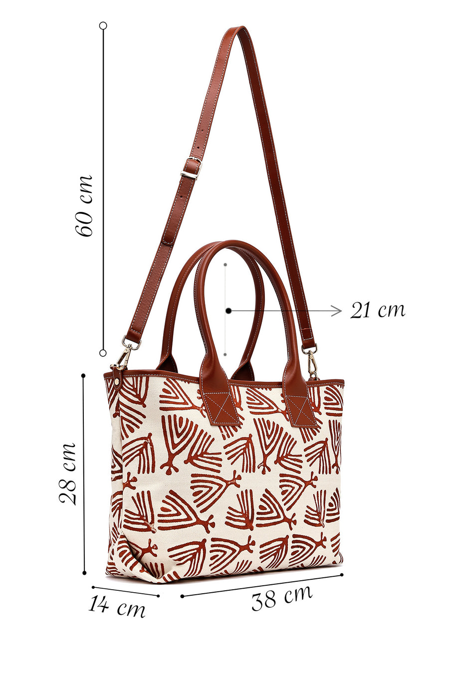 Kastamonu Stone Print Women's Tan Long Strap Patterned Fabric Shoulder Bag