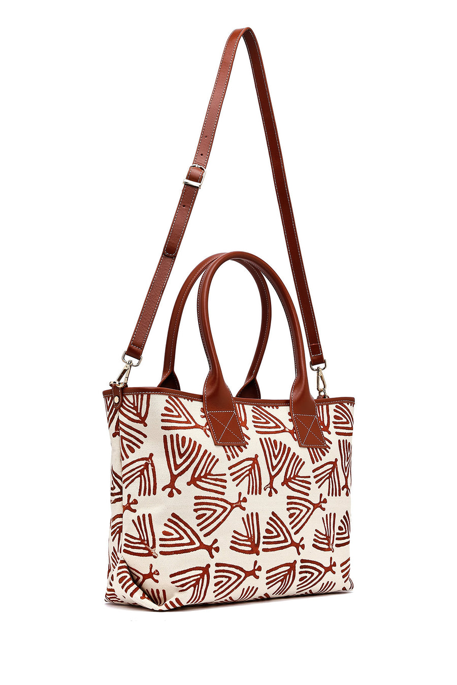 Kastamonu Stone Print Women's Tan Long Strap Patterned Fabric Shoulder Bag
