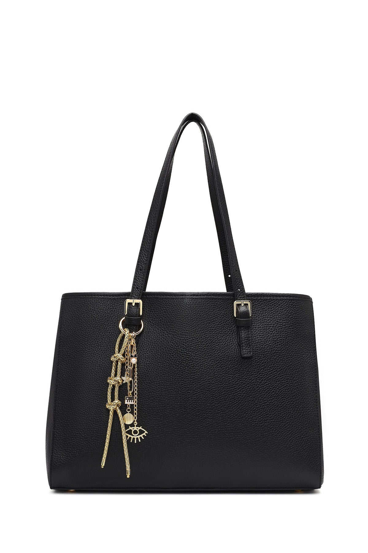 Kadın Siyah Uzun Askılı Deri Omuz Çantası