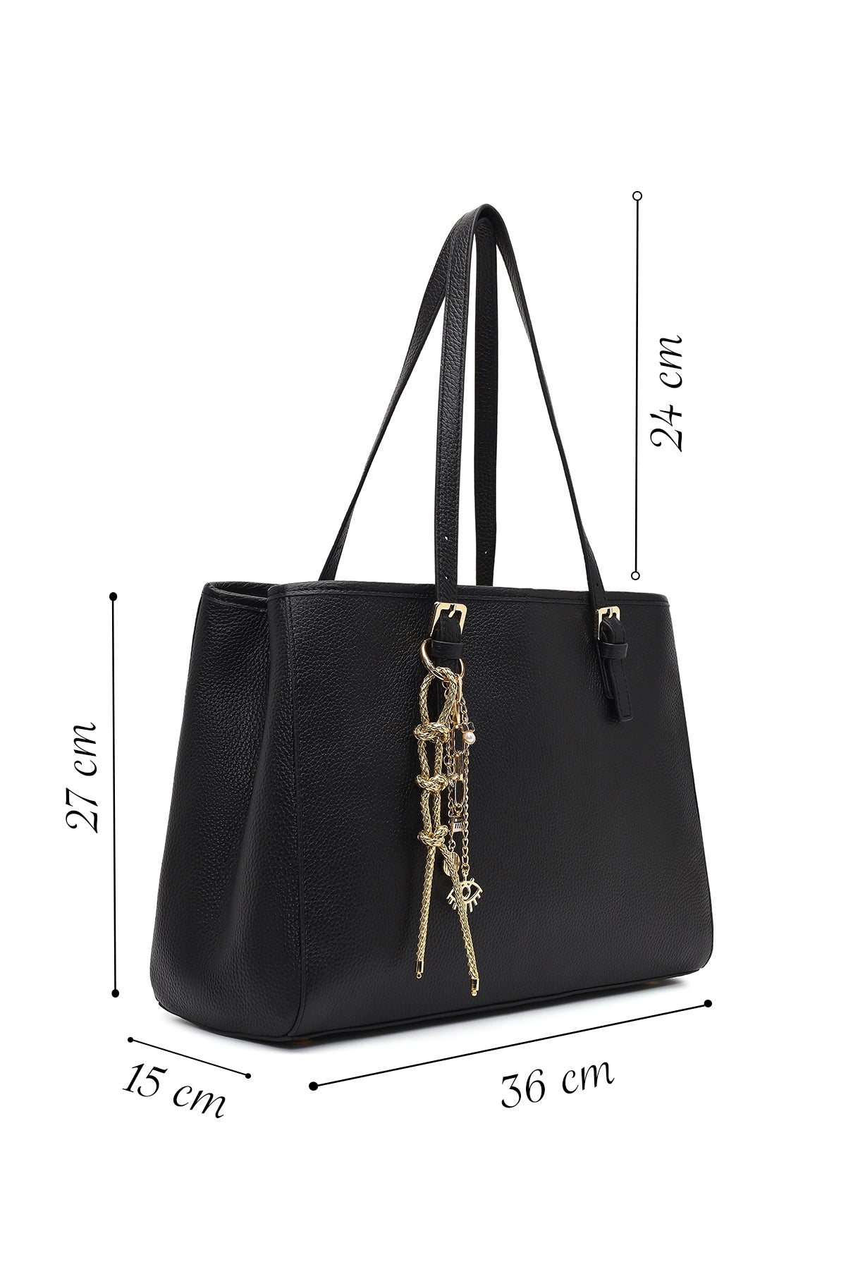 Kadın Siyah Uzun Askılı Deri Omuz Çantası
