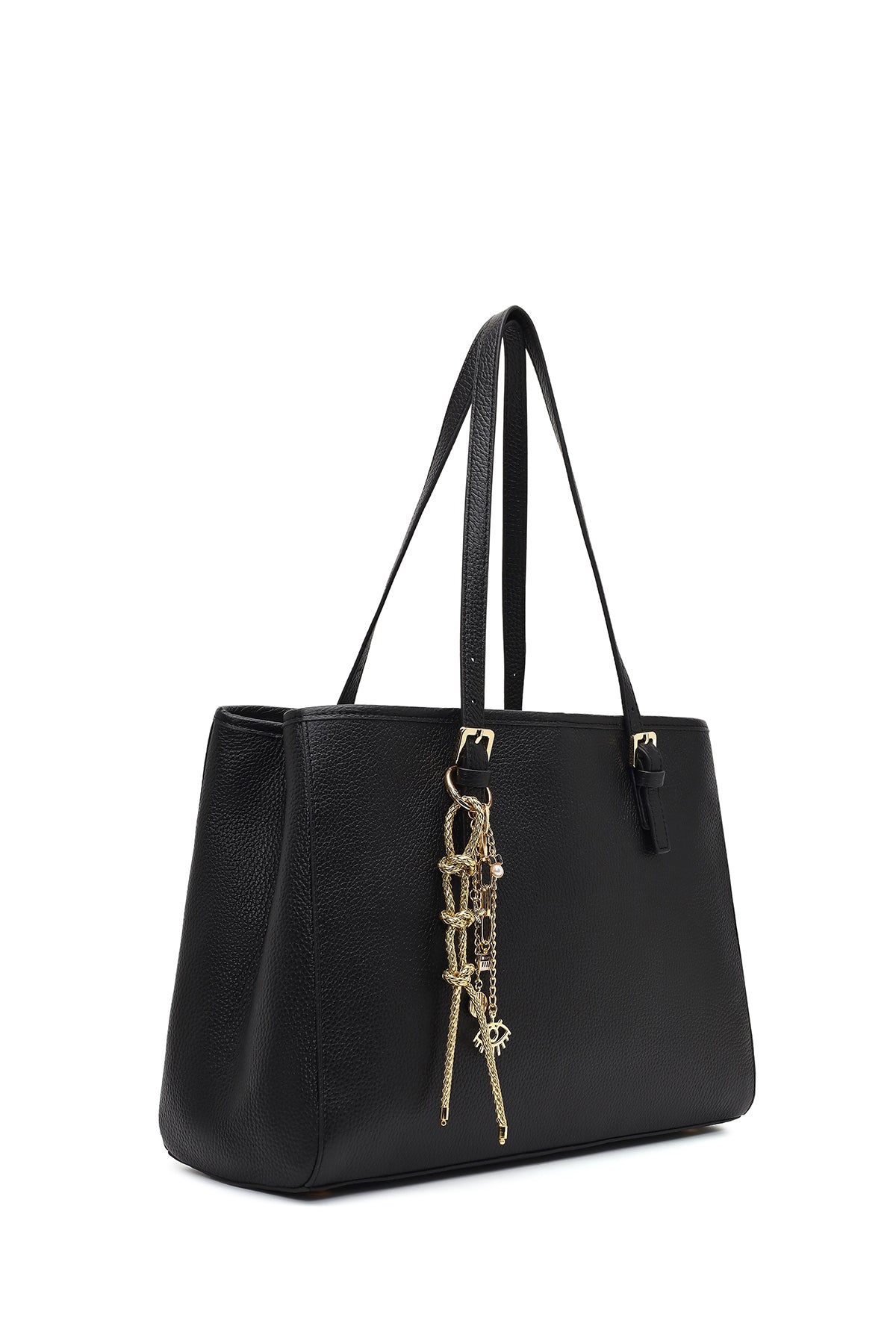 Kadın Siyah Uzun Askılı Deri Omuz Çantası