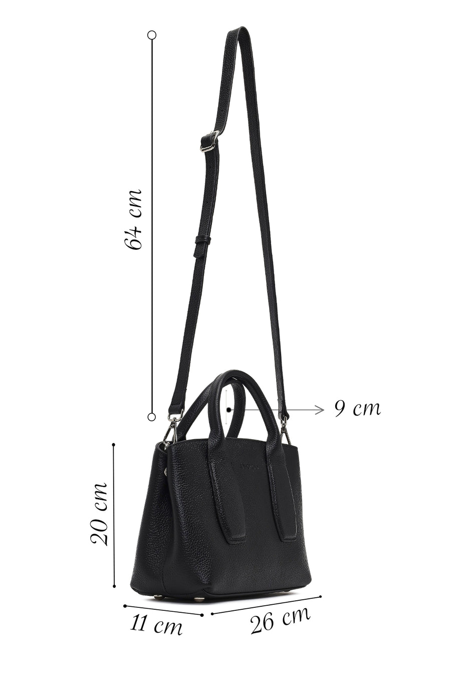 Women's Black Long Strap Classic Leather Shoulder Bag